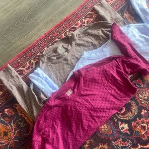 BUNDLE OF 3 CALIA Women's Diamond Mesh Long Sleeve Shirts, XS